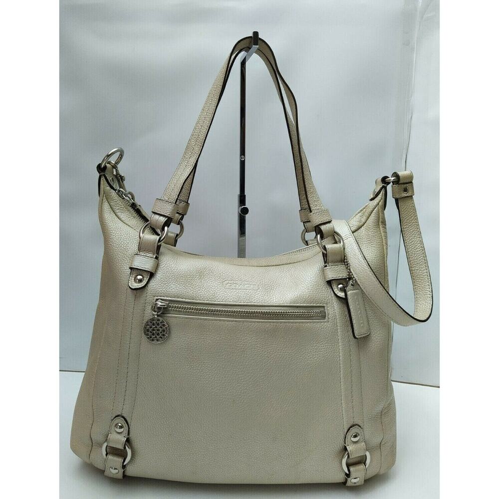 Coach Alexandra Ivory Leather Convertible Zipper Closure Crossbody Shoulder Bag